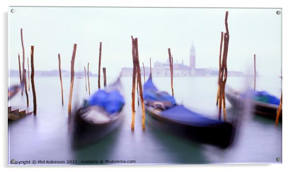 Venice, Gondolas, San Giorgio Maggiore Acrylic by Phil Robinson