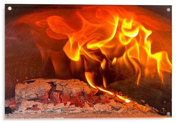 Pizza Oven Fire Acrylic by Mark Rosher