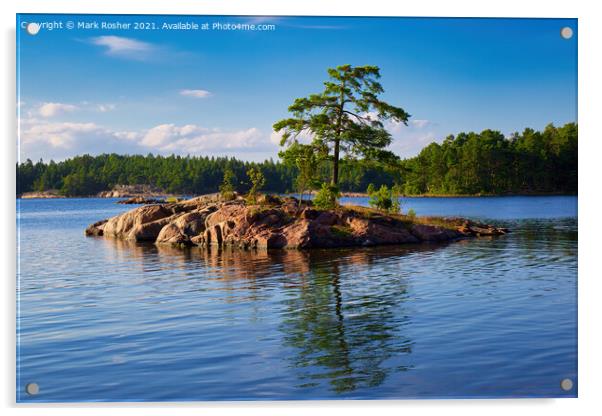 Small Island in Swedish Lake Acrylic by Mark Rosher
