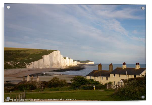 Seven Sisters from Cuckmere Haven Acrylic by Stephen Coughlan