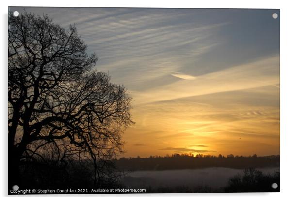 Sunrise from Guildford Cathedral Acrylic by Stephen Coughlan