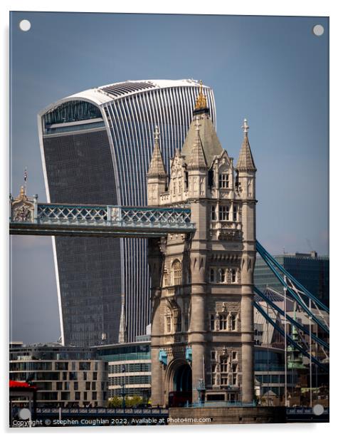 Walkie Talkie & Tower Bridge Acrylic by Stephen Coughlan