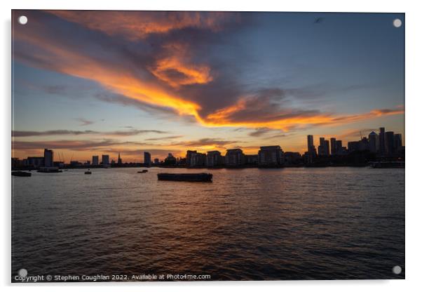 Sunset from Greenwich Acrylic by Stephen Coughlan