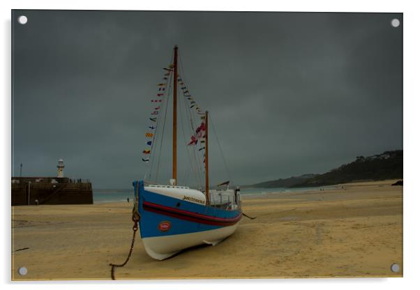 Tide... St.Ives... Acrylic by Elzbieta Sosnowski