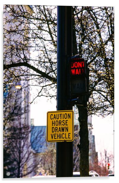 Caution Horse Drawn Vehicles Acrylic by Gerry Walden LRPS