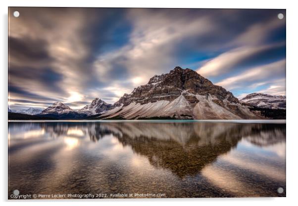 Dramatic Sky and Reflection of Mount Crowfoot at Bow Lake Acrylic by Pierre Leclerc Photography
