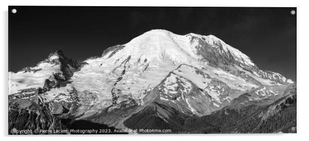 Monochrome Majesty, Mount Rainier's Glaciated Peak Acrylic by Pierre Leclerc Photography