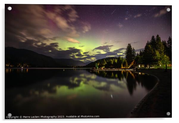 Northern Lights and A Shooting Star In Whistler Acrylic by Pierre Leclerc Photography
