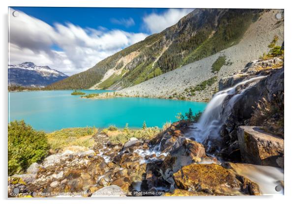 Glacier Waterfall Turquoise Lake Acrylic by Pierre Leclerc Photography