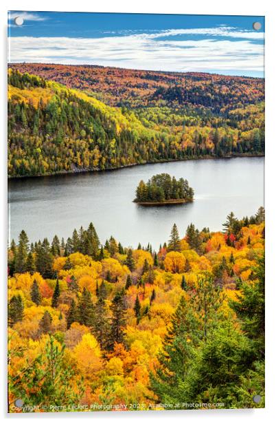 Autumn Forest Lake Landscape with a little Pine Island Acrylic by Pierre Leclerc Photography