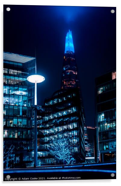 The Shard | London | By Night Acrylic by Adam Cooke