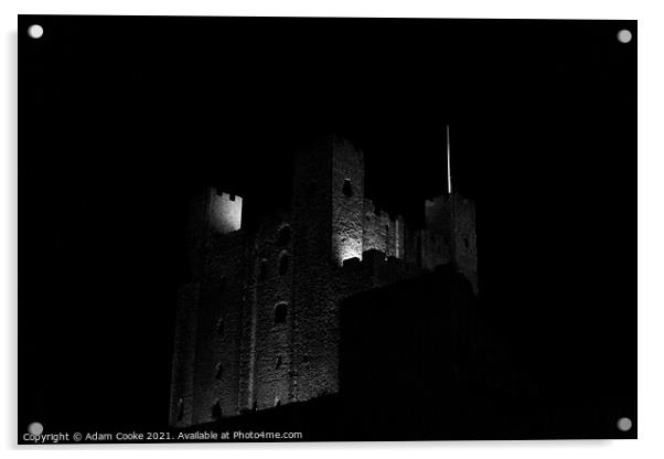 Rochester Castle | Black and White Acrylic by Adam Cooke