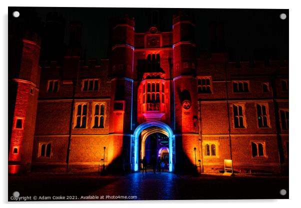 Hampton Court Palace | By Night Acrylic by Adam Cooke