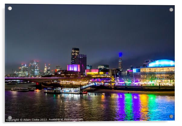 Southbank | London By Night Acrylic by Adam Cooke