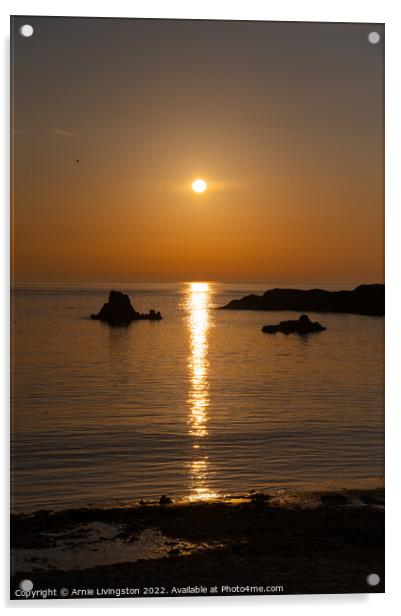 Ballintoy sunset Acrylic by Arnie Livingston