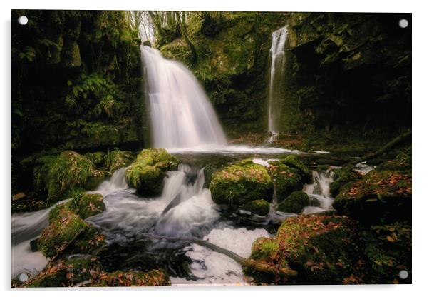 Majestic Sloughan Glen Waterfall Acrylic by Arnie Livingston