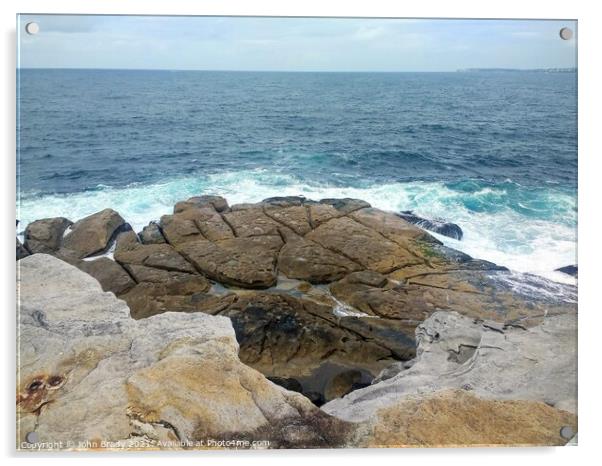 Beautiful view of the coast from Bondi Beach, New South Wales, Australia Acrylic by John Brady