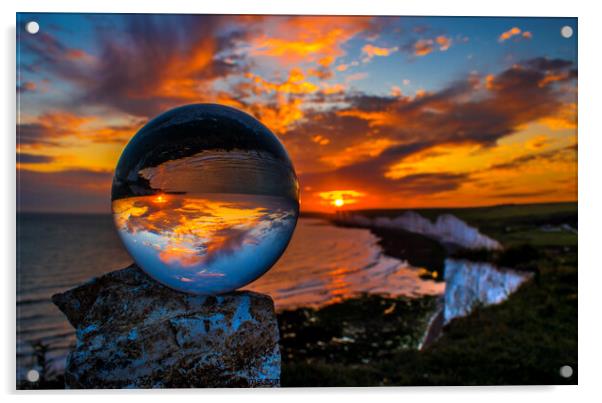 Sunset at Birling Gap Acrylic by Bear Newbury