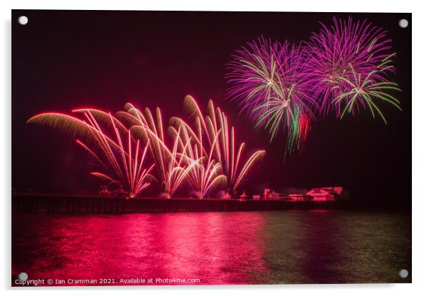 Fireworks over North Pier Blackpool  Acrylic by Ian Cramman