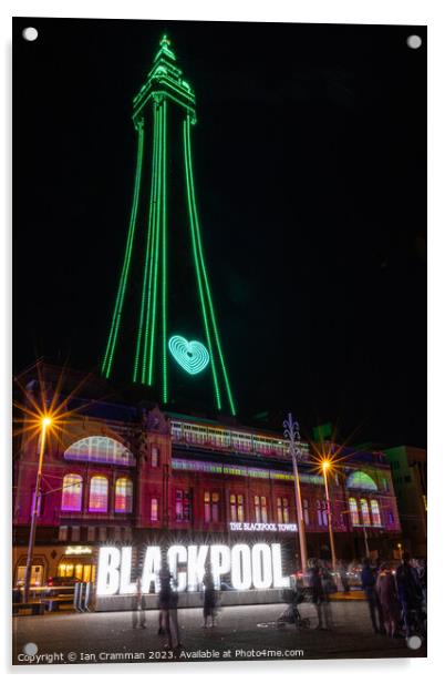 Blackpool Tower and Blackpool sign Acrylic by Ian Cramman