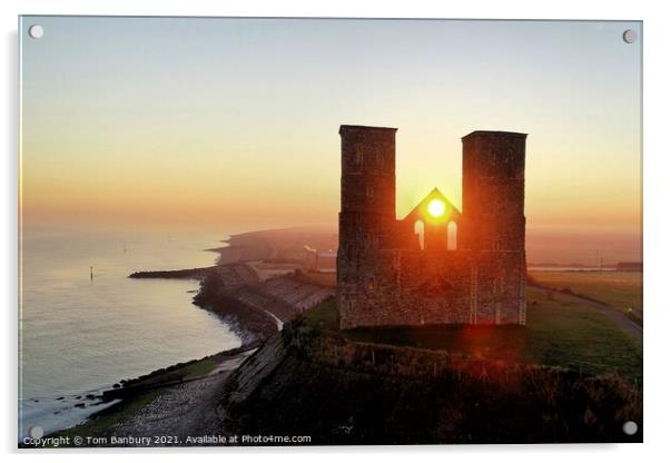 Reculver Towers Sunrise Acrylic by Evolution Drone