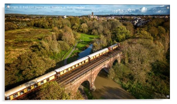 British Pullman crosses the Great Stour Acrylic by Evolution Drone