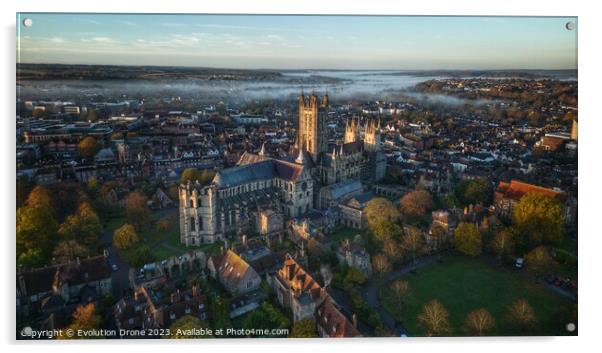 Autumn Morning - Canterbury Cathedral Acrylic by Evolution Drone