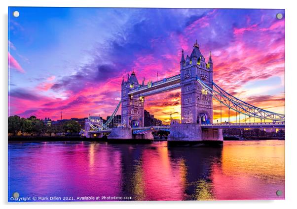 Tower Bridge Sunrise London  Acrylic by Mark Dillen