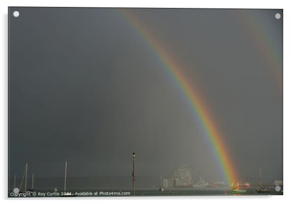 A Rainbow over Falmouth Harbour Acrylic by Roy Curtis