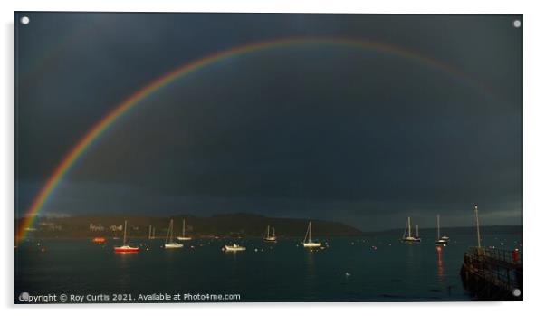 Rainbow over Falmouth Harbour 2 Acrylic by Roy Curtis