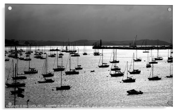 Falmouth Harbour Silhouettes Acrylic by Roy Curtis