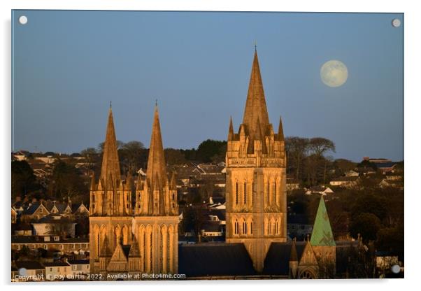 Truro Cathedral - The Wolf Moon Rising. Acrylic by Roy Curtis