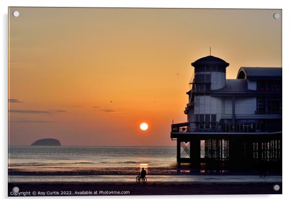  Weston-Super-Mare Sunset Acrylic by Roy Curtis