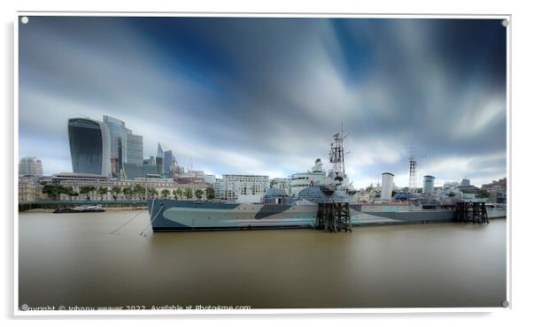HMS Belfast London River Thames Acrylic by johnny weaver
