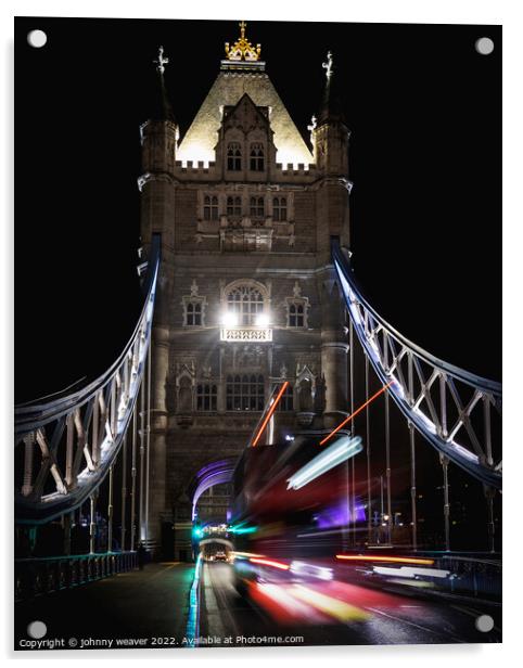 Tower Bridge London Night Scene Acrylic by johnny weaver