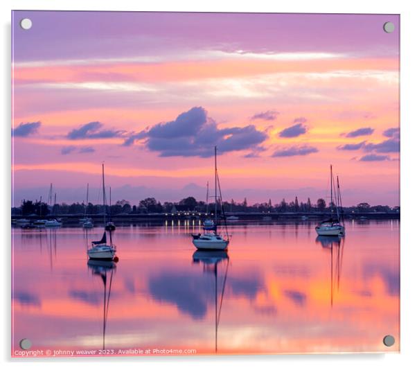 Maldon and Heybridge Basin Sunrise  Acrylic by johnny weaver