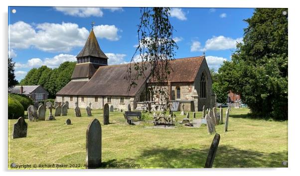 A quiet village church in summer Acrylic by Richard Baker