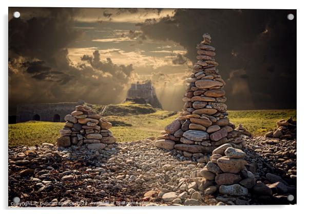 Holy Island rock piles Acrylic by Duncan Spence