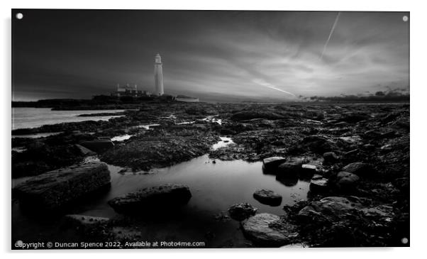 St Mary's Lighthouse MONO Acrylic by Duncan Spence
