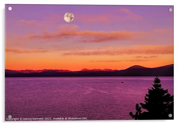 Full Moon Sunrise at Lake Tahoe Acrylic by Donna Kennedy