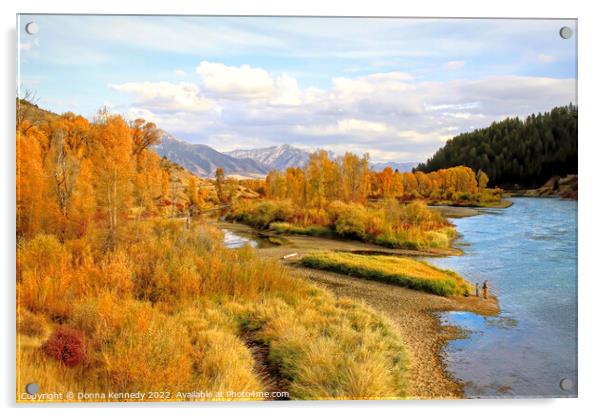 Fishing on the Snake River  Acrylic by Donna Kennedy