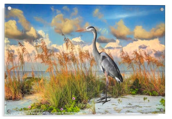 Heron on Gasparilla Island  Acrylic by Donna Kennedy