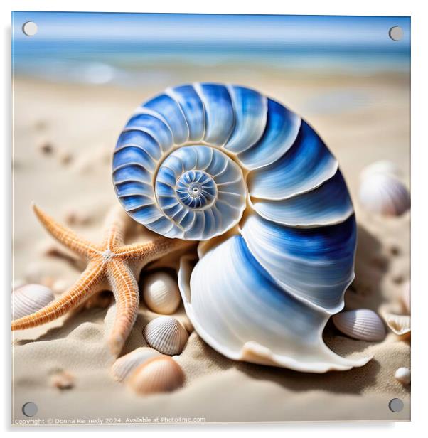 Blue Nautilus Acrylic by Donna Kennedy