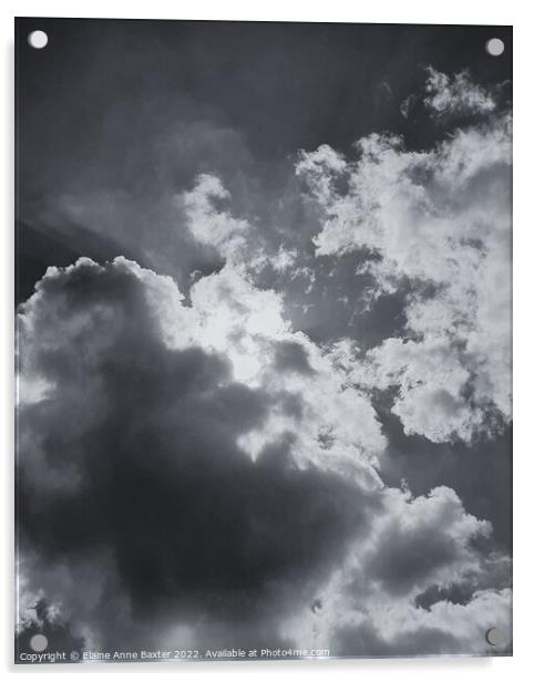 Sunlit Cloudy Sky Acrylic by Elaine Anne Baxter