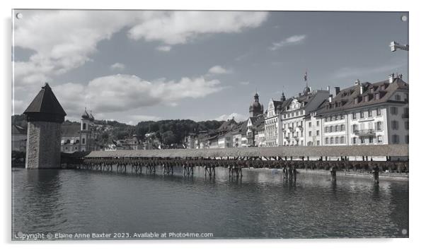 Chapel Bridge Lucerne Acrylic by Elaine Anne Baxter