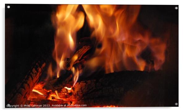 Cozy fire Acrylic by Philip Lehman