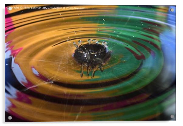 (Water Droplet Splash Yellow & Green 1) Acrylic by Philip Lehman