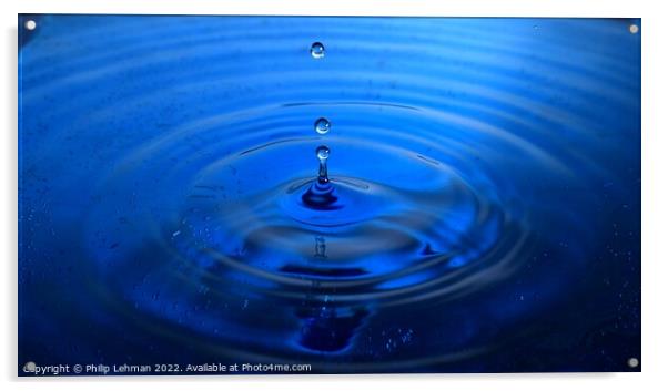 Blue Water Drops (15B) Acrylic by Philip Lehman