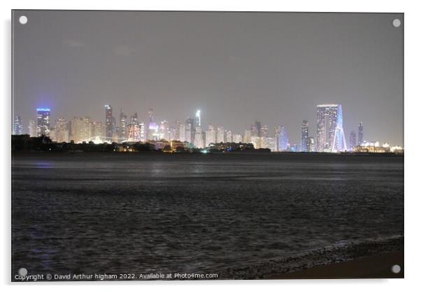 Dubai marina view  Acrylic by David Arthur higham