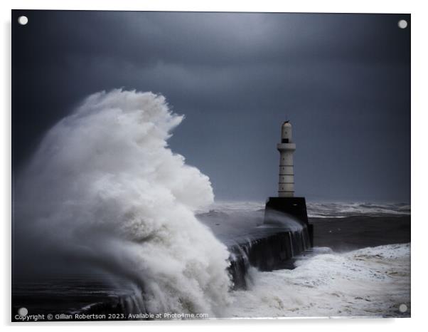 Aberdeen Stormy Seas Acrylic by Gillian Robertson